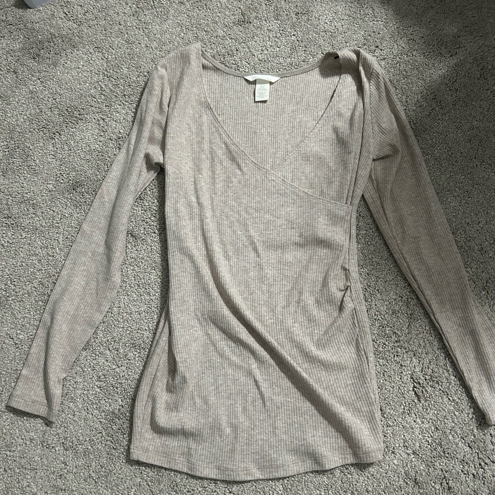 Maternity Beige Long Sleeve Top